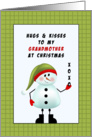 for Grandmother Christmas Greeting Card-Snowman-Hugs-Kisses-X-O card