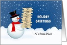 Christmas Card From Pizza Food Service-Snowman-Hot Lunch-Custom card