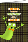 Grandson Halloween Greeting Card with Green Gremlin-Monster Design card