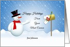 Custom Christmas Greeting Card From Mail Carrier-Mail Man-Snowman card