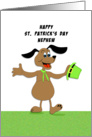 Nephew St. Patrick’s Day Greeting Card-Dog Arms Out-Green Top Hat card