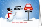 From Car Mechanic-Christmas Greeting Card-Snowman-Red Car-Custom card