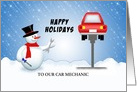 For Car Mechanic-Christmas Greeting Card-Snowman-Red Car-Custom card