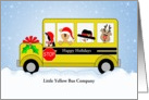 Christmas School Bus Greeting Card-Animals-Customizable Text card