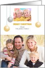 Christmas Photo Greeting Card-Silver Gold Look Ornaments-Custom Text card