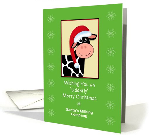 Business Cow Christmas Greeting Card-Black-White-Santa... (1001853)