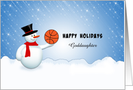 For Goddaughter Basketball Christmas Greeting Card-Snowman-Custom card