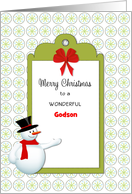 For Godson Christmas Greeting Card-Snowman-Tag-Custom Text card