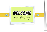 Business Welcome to our Company-Green Frame, Buttons, Orange Banner card