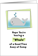 Thinking of You Away at Camp Greeting Card-Whale and Water Droplets card