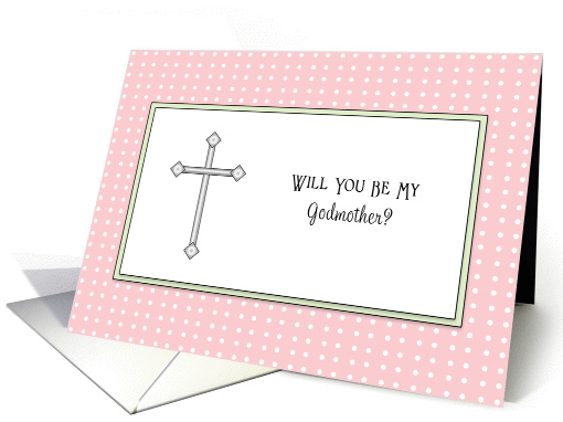 Be My Godmother Greeting Card-Silver Look Cross-Pink... (1025145)