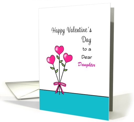 For Daughter Valentine's Day Greeting Card-Heart Flowers-Custom card