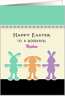 For Nephew Easter Greeting Card-Three Bunny Rabbits-Custom Text card