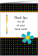 For Employee Appreciation Thank You Greeting Card Pencil Blue Flower card