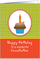 For Grandfather Birthday Greeting Card-Chocolate Cupcake-Candle card