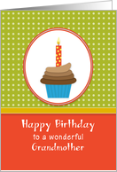 For Grandmother Birthday Greeting Card-Chocolate Cupcake-Candle card