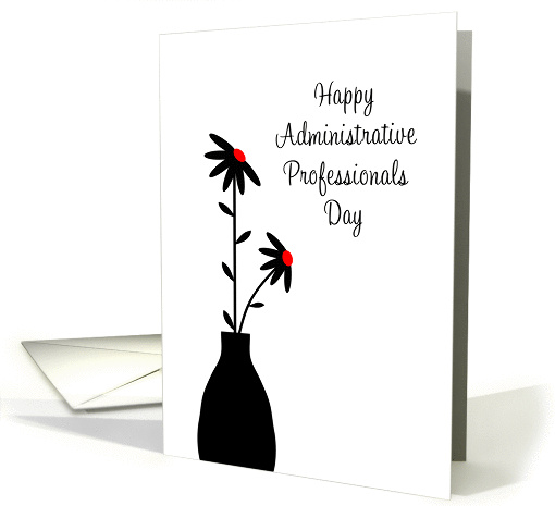 Administrative Professionals Day Greeting Card-Red-Black Flowers card