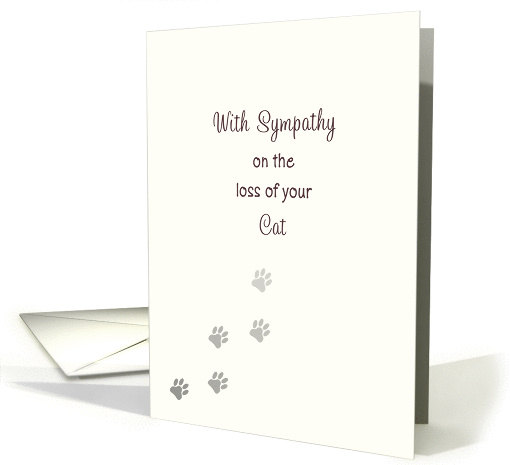 Loss of Cat Pet Sympathy Greeting Card-Faded Paw Prints card (1031889)