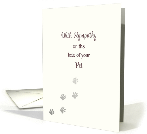Loss of Pet-Pet Sympathy Greeting Card-Faded Paw Prints card (1031893)