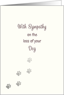 Loss of Dog-Pet Sympathy Greeting Card-Faded Paw Prints card