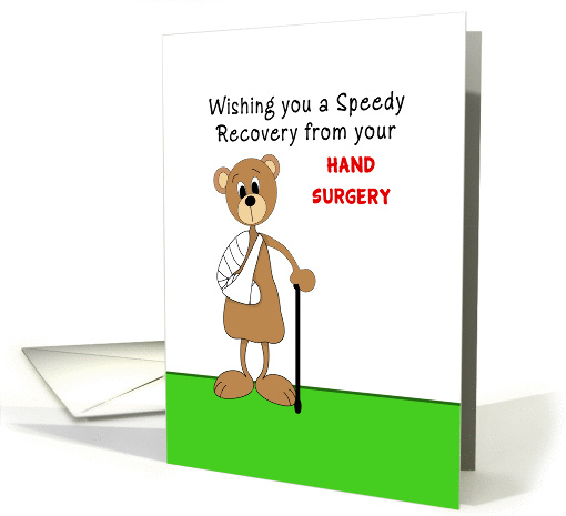 Hand Surgery Get Well Greeting Card-Bear with Arm in Cast... (1032271)