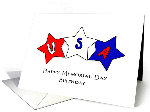Memorial Day Birthday Greeting Card-Red, White and Blue... (1034417)