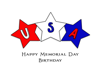 Memorial Day Birthday Greeting Card-Red, White and Blue Star Design