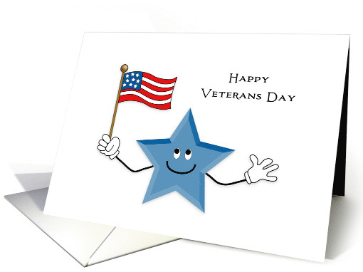 Veterans Day Greeting Card Smiling Blue Star American USA Flag card