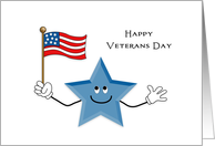 Veterans Day Greeting Card Smiling Blue Star American USA Flag card