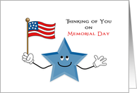 Memorial Day Greeting Card-Happy Smiling Blue Star-American Flag card