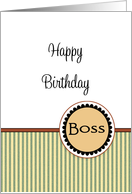 For Boss-Happy Birthday Greeting Card-Classic Green and Brown Stripe card