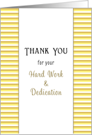 For Employee Hard Work & Dedication Thank You Greeting Card-Yellow card