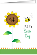 Earth Day Greeting Card-Sunflower and Bumble Bee-April 22 card