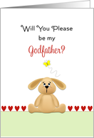 Be My Godfather Christening/Baptism Greeting Card-Bunny-Butterfly card