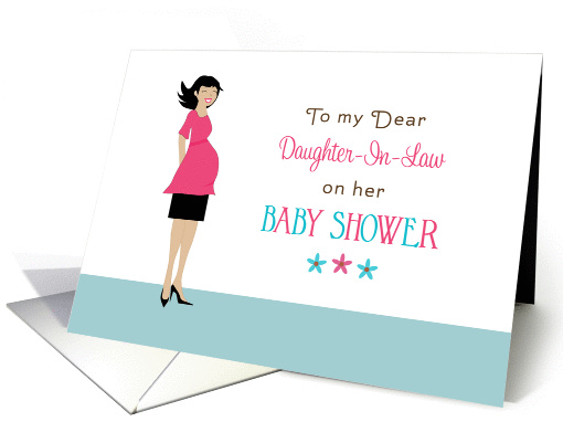 For Daughter-In-Law Baby Shower Greeting Card-Pregnant Girl card