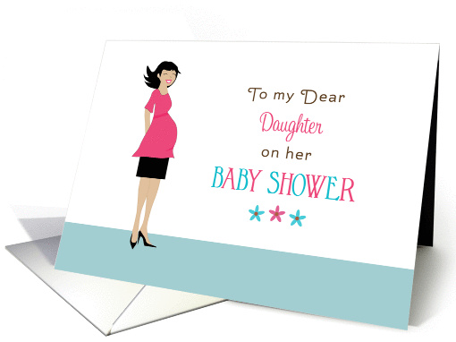 For Daughter Baby Shower Greeting Card-Retro Girl-Pink... (1051003)