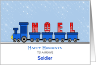 For Soldier Christmas Train Greeting Card-Noel-Happy Holidays-Custom card