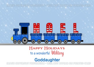 For Military Goddaughter Christmas Greeting Card-Train-Noel-Custom
