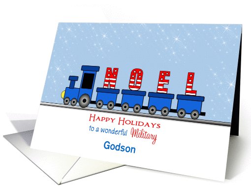 For Military Godson Christmas Greeting Card-Train-Noel-Custom card