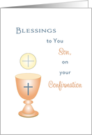For Son Confirmation Greeting Card-Communion Wafer & Chalice card