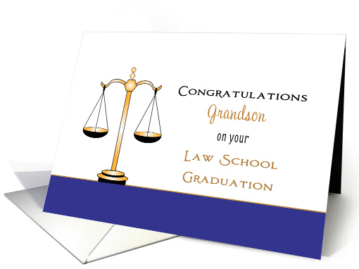 For Grandson Law School Graduation Greeting Card-Scale of Justice card