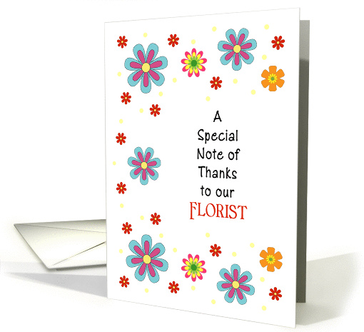 For Florist-Wedding Thank You Greeting Card-Flower Border card