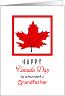 For Grandfather Canada Day Greeting Card-Red Maple Leaf card