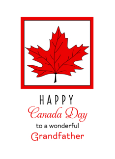For Grandfather Canada Day Greeting Card-Red Maple Leaf
