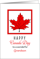 For Grandson Canada Day Greeting Card-Red Maple Leaf card