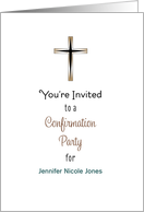 Confirmation Party Invitation Card-Tan and Black Cross-Customizable card