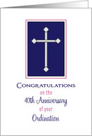 40th Anniversary Of Religious Life Greeting Card-Silvery Look Cross card
