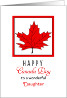 For Daughter Canada Day Greeting Card-Red Maple Leaf card