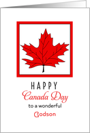 For Godson Canada Day Greeting Card-Red Maple Leaf card