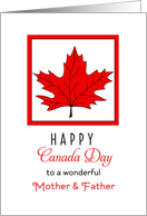 For Mother and Father Canada Day Greeting Card-Red Maple Leaf card